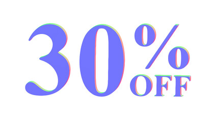 30% OFF Promotional Graphic - 3D Bold Multicolor PNG transparent 