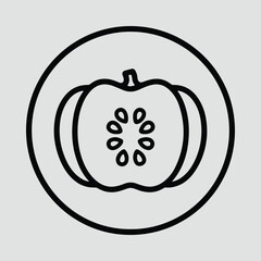 Illustrator Pumpkin sliced in half displaying seeds Silhouette vector
