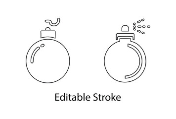 hand grenade editable stroke icon vector, bomb grenade vector line art illustration