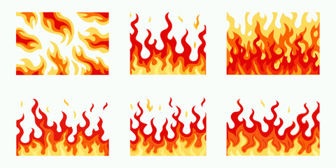 Cartoon fire flame set decorative fire design elements vector illustration