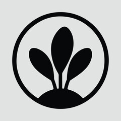 Illustrator sprout logo plant in circle simple design Silhouette vector
