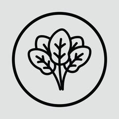 Illustrator Spinach leaves bunch inside round frame Silhouette vector