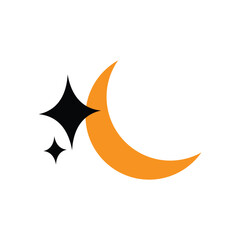 moon and star  logo icon illustration flat