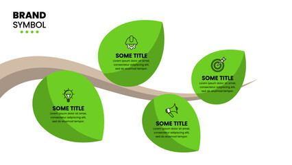 Infographic template. Branch with leaves and 4 steps