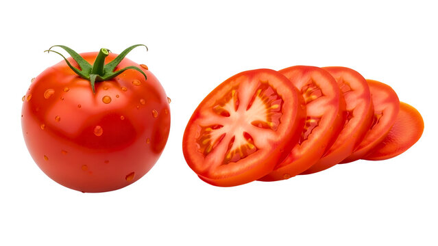 Juicy tomatoes sliced, vibrant red, ready for cooking, healthy and fresh - Powered by Adobe