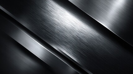 Sleek, metallic background with diagonal, brushed metal bands and reflective surfaces