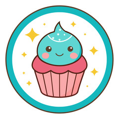 Happy Cupcake Emblem Vector