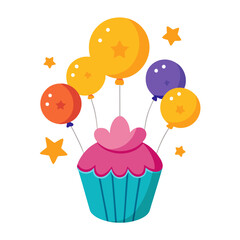 Cupcake & Balloon Cluster