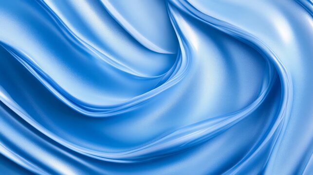 60.Detailed close-up of a smooth, viscous blue cosmetic gel with a subtle shimmer, flowing naturally with light reflections and delicate air bubbles.