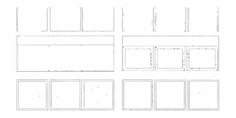 Black and white architectural blueprint of a building with multiple rooms
