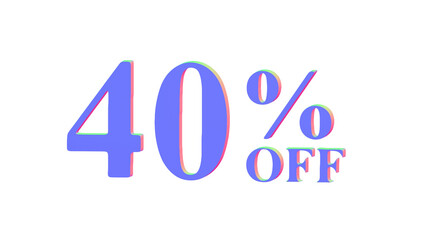 40% OFF Promotional Graphic - 3D Bold Multicolor PNG transparent 
