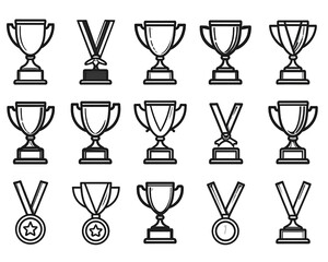 Firefly_Medal, trophy cup, prize vector icon. Winning award icon set. Award quality icons (2)