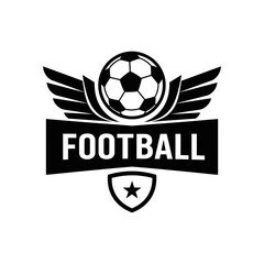 Obraz premium Classic football emblem with soccer ball wings and star shield for sport enthusiasts