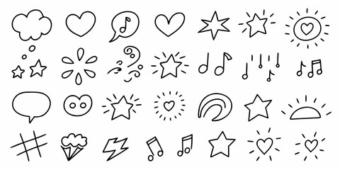 Collection of hand drawn doodle icons and symbols