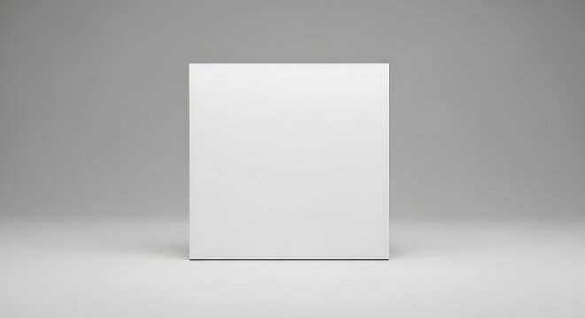Blank white rectangular box mockup standing upright on a light grey background, perfect for product packaging design