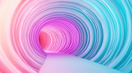 Abstract Tunnel with Swirling Colors in Pink and Blue Hues