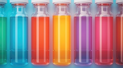Dramatic Overhead Shot of Colorful Liquid Bottles for Stock Use