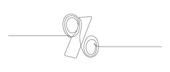 Percent Sign one line art drawing vector illustration,1