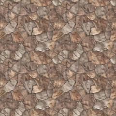Obraz premium SEAMLESS brown mortared stone wall or floor texture, old stone mosaic background, seamless pattern. 