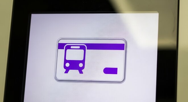 Transportation Card Displayed on a Screen with a Purple Train Icon
