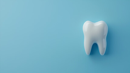 White tooth on blue background