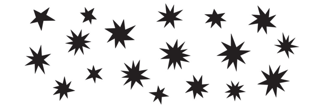 Scattered black starburst shapes form a simple abstract pattern