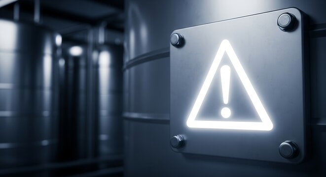Warning Sign Illuminating In Industrial Environment Promoting Alertness And Danger Awareness