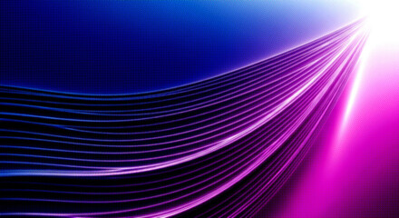Abstract background with vibrant blue and magenta digital wave lines flowing across a dark grid pattern with halftone effect