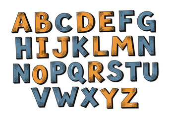 Handmade alphabet letters with textured rustic design and natural colors for creative projects