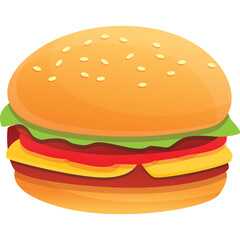 Juicy Cheeseburger With Sesame Seed Bun Fresh Lettuce Ripe Tomato Melted Cheese And Beef Patty On Transparent Background