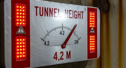 Tunnel Height Sign, Indicating Clearance Measurement Displayed, Safety Guidance Warning