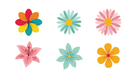 Colorful floral assortment a collection of illustrated flowers in various styles