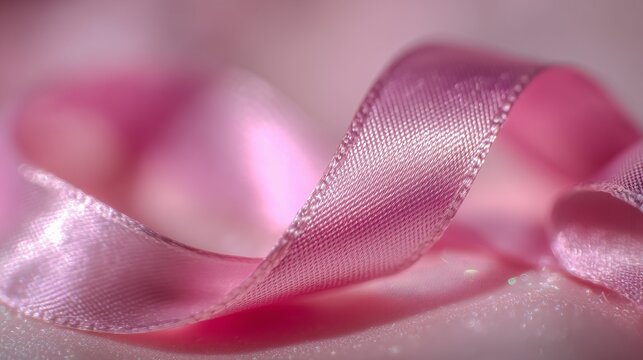 Pink Ribbon Macro Texture with Soft Focus Symbolic Awareness Imagery
