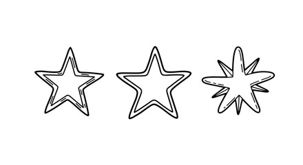 Obraz premium Outline of three star shapes in different styles 