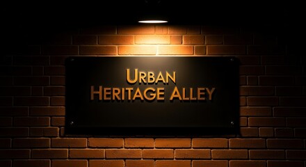 Urban Alley Sign With Illuminated Text Against A Brick Wall Backdrop