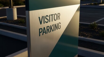 Visitor Parking Sign in Front of a Building Indicating Designated Visitor Spots and Assistance