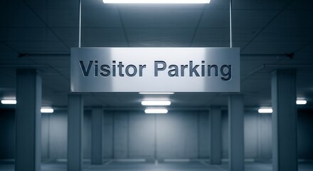 Visitor Parking Signage In Underground Car Park Showing Directions And Guidance