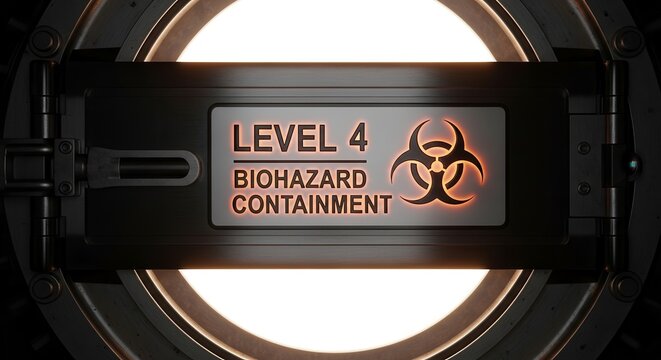 Warning: Biohazard Zone, Level 4 Containment, Danger, Sealed and Secure Environment