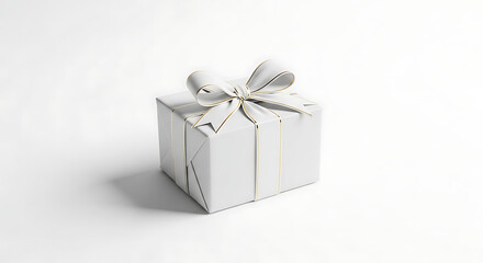 Obraz premium Minimalist Christmas Gift Box Mockup On White Background - Clean Holiday Packaging Scene