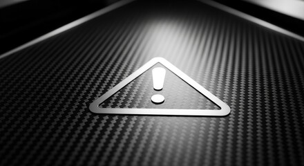 Warning Icon on Detailed Carbon Fiber Texture, Bold and Modern, Dark Background