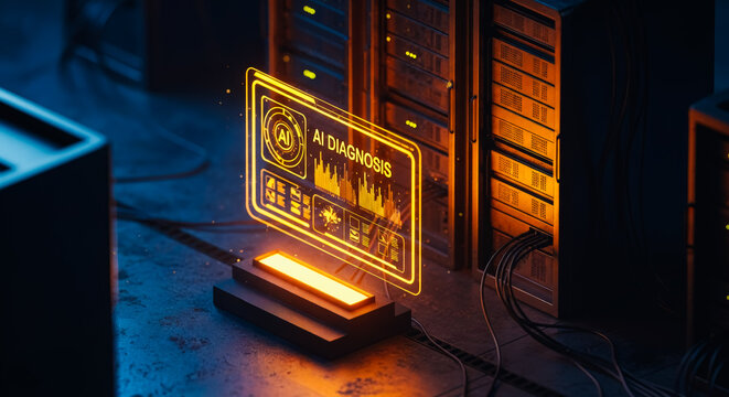 Futuristic Data Analysis with AI Diagnosis Interface. - Powered by Adobe