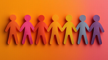 Inclusion diversity equality and community values shown with hands holding paper cutout figures