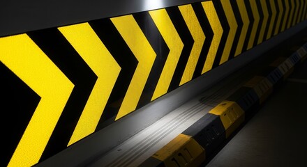Warning Sign Aesthetic: Modern Black And Yellow Arrow Composition For Safety