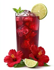 Refreshing Hibiscus Drink with Ice