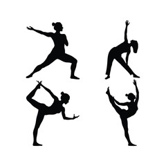 Fototapeta premium Woman yoga stretching pose silhouette on white
