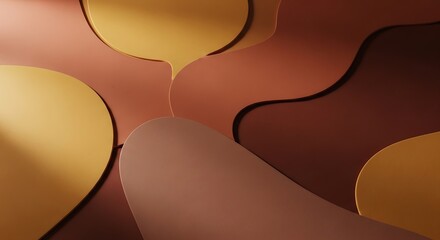 Abstract Earth Tone Overlap Background - Layered Rounded Organic Shapes
