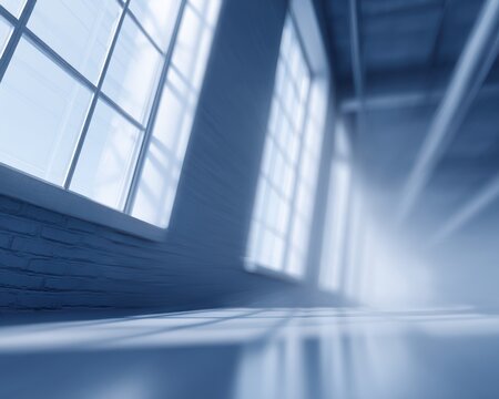 industrial loft with exposed brick and metal accents, dynamic perspective, cool futuristic blues, modern vibe, natural daylight, minimal composition, ideal for commercial use