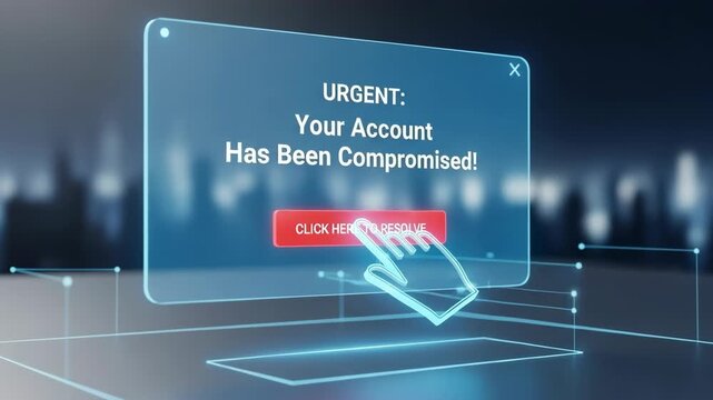 Urgent account message displays fraud risk. Urgent account alert is designed to catch your eye and direct you to click, indicating account security compromise. Understand urgent account problem,