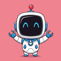 Cute Cartoon Robot with Open Arms and Smiling Face.