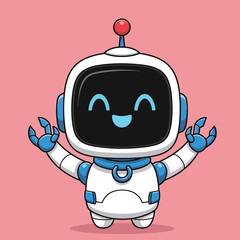 Cute Cartoon Robot with Smiling Face and Open Arms.